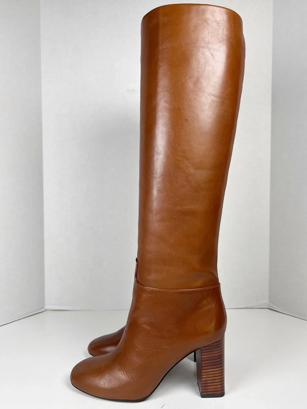 TORY BURCH Women’s Size 5M Carmelite Brown Leather Devon Block Heel Tall Boot